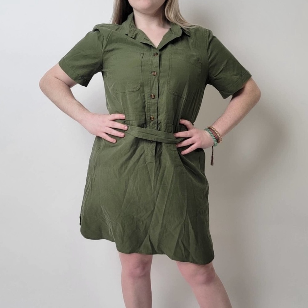 J. Crew Olive Green Midi Dress
